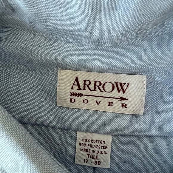 VTG NOS Arrow Dover Long Sleeve Dress Shirt 17 Tall 17-38 New In Package Blue. - Picture 6 of 6